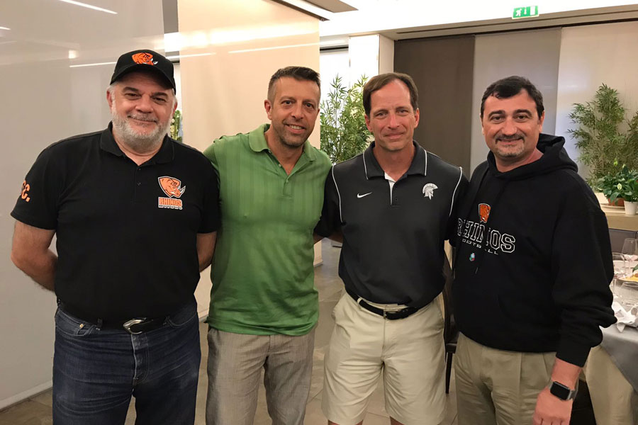 Coach Capelli, coach D'Ambrosio, coach Debeljak e il Presidente Depaoli